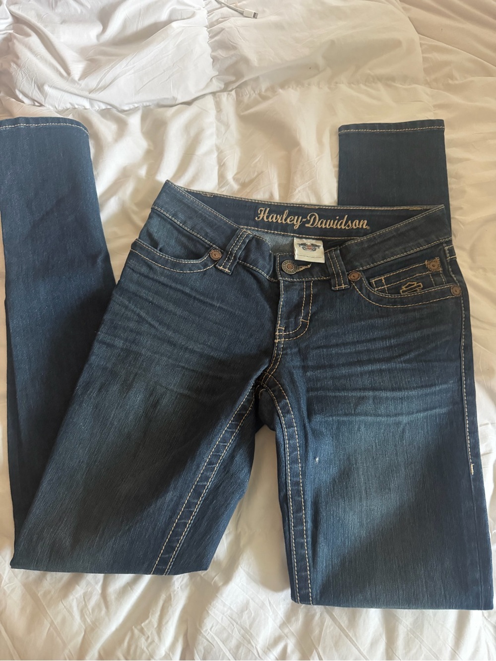 Harley-Davidson Women's Dark Blue Indigo Slim Skinny Jeans